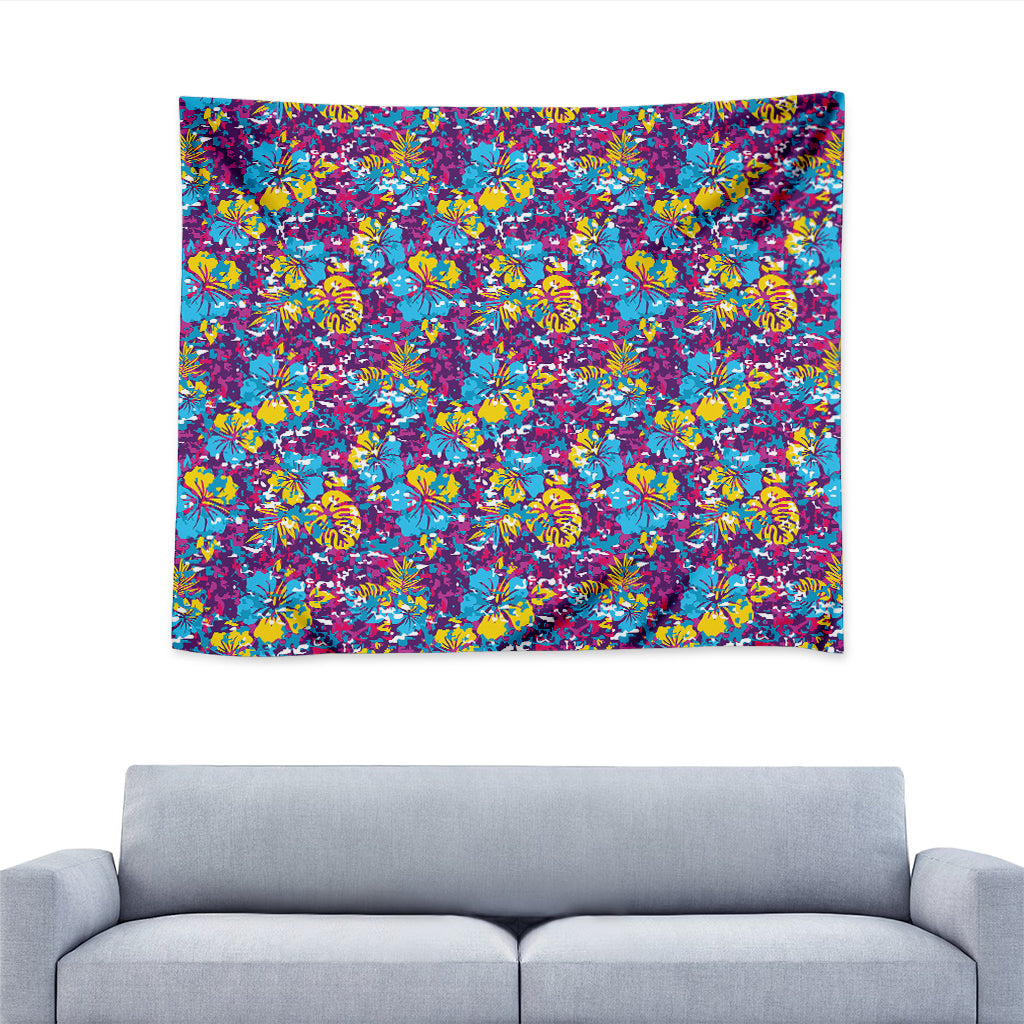 Colorful Aloha Camouflage Flower Print Tapestry