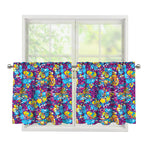 Colorful Aloha Camouflage Flower Print Tier Curtains