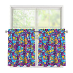 Colorful Aloha Camouflage Flower Print Tier Curtains