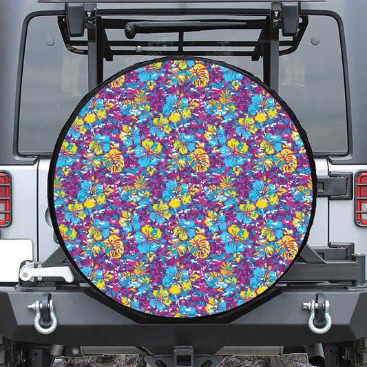Colorful Aloha Camouflage Flower Print Tire Cover