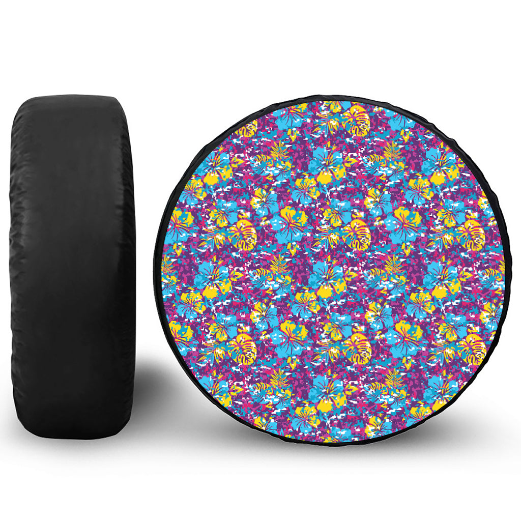 Colorful Aloha Camouflage Flower Print Tire Cover