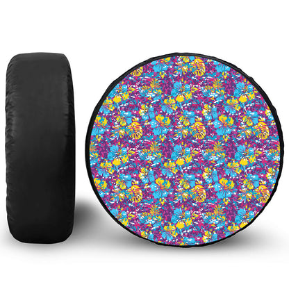 Colorful Aloha Camouflage Flower Print Tire Cover