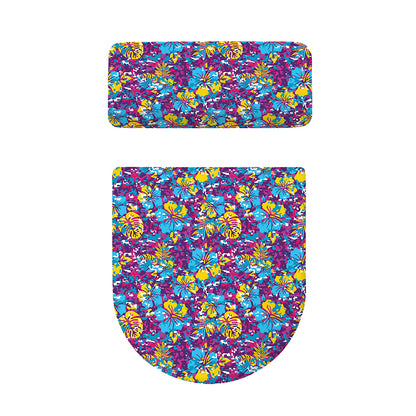 Colorful Aloha Camouflage Flower Print Toilet Lid And Tank Cover Set