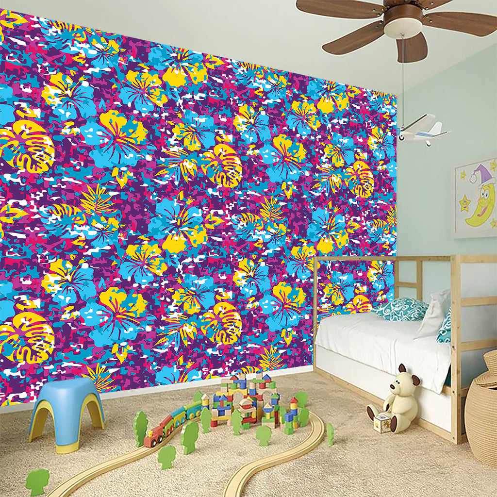 Colorful Aloha Camouflage Flower Print Wall Sticker