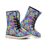 Colorful Aloha Camouflage Flower Print Winter Boots