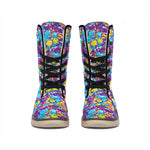 Colorful Aloha Camouflage Flower Print Winter Boots