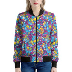 Colorful Aloha Camouflage Flower Print Women's Bomber Jacket