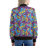Colorful Aloha Camouflage Flower Print Women's Bomber Jacket