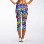 Colorful Aloha Camouflage Flower Print Women's Capri Leggings