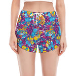 Colorful Aloha Camouflage Flower Print Women's Split Running Shorts