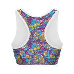 Colorful Aloha Camouflage Flower Print Women's Sports Bra