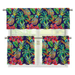 Colorful Aloha Pineapple Pattern Print 3 Piece Kitchen Curtains