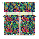 Colorful Aloha Pineapple Pattern Print 3 Piece Kitchen Curtains