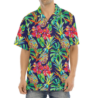 Colorful Aloha Pineapple Pattern Print Aloha Shirt