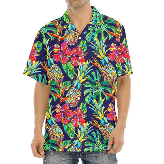 Colorful Aloha Pineapple Pattern Print Aloha Shirt