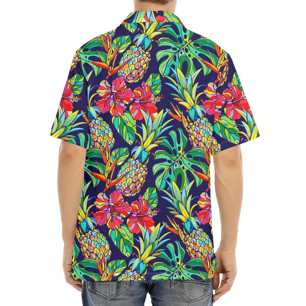 Colorful Aloha Pineapple Pattern Print Aloha Shirt