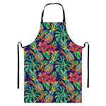 Colorful Aloha Pineapple Pattern Print Bib Apron With Pocket