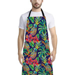 Colorful Aloha Pineapple Pattern Print Bib Apron With Pocket