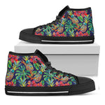 Colorful Aloha Pineapple Pattern Print Black High Top Sneakers
