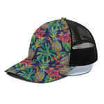 Colorful Aloha Pineapple Pattern Print Black Mesh Trucker Cap