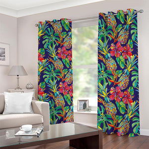 Colorful Aloha Pineapple Pattern Print Blackout Grommet Curtains