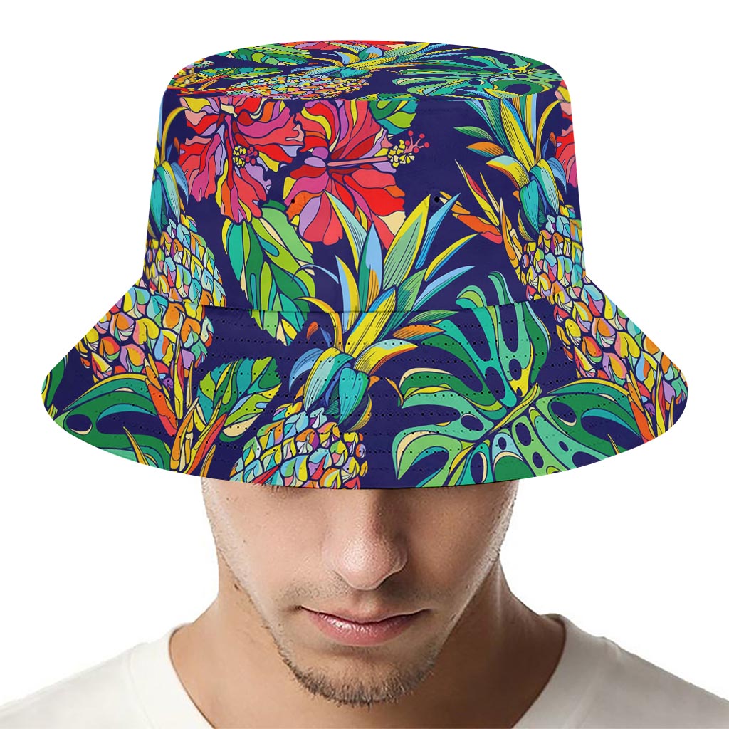 Colorful Aloha Pineapple Pattern Print Bucket Hat