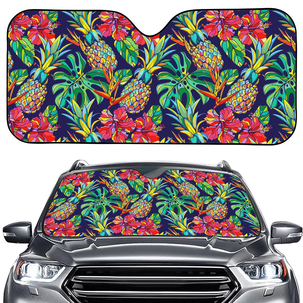Colorful Aloha Pineapple Pattern Print Car Windshield Sun Shade