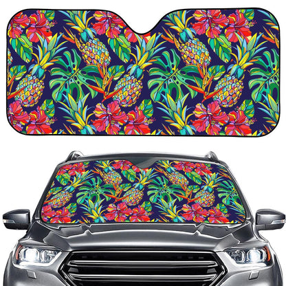 Colorful Aloha Pineapple Pattern Print Car Windshield Sun Shade