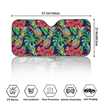Colorful Aloha Pineapple Pattern Print Car Windshield Sun Shade
