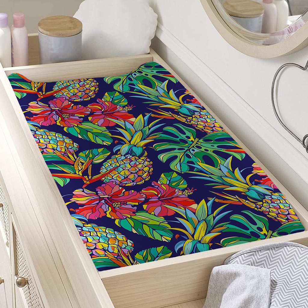 Colorful Aloha Pineapple Pattern Print Changing Pad Cover