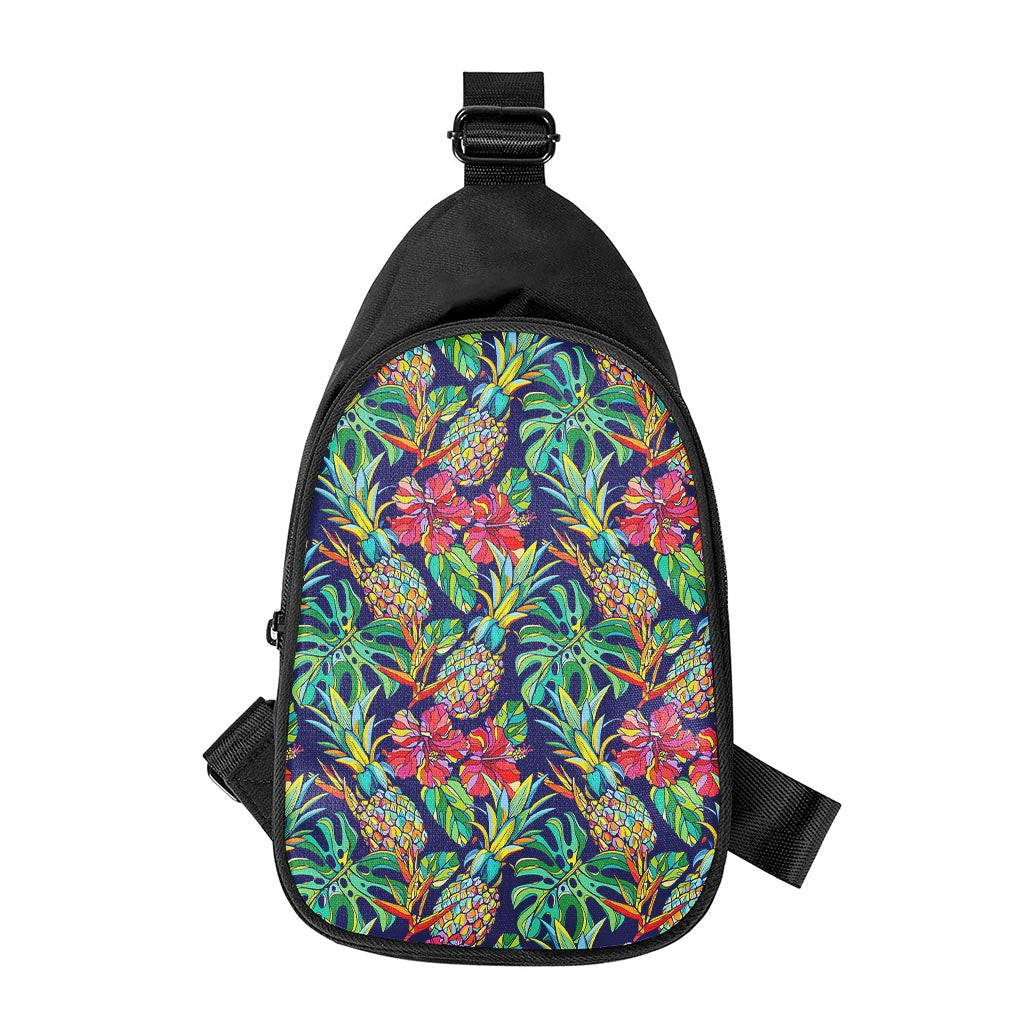 Colorful Aloha Pineapple Pattern Print Chest Bag