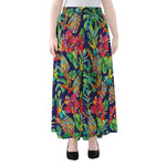 Colorful Aloha Pineapple Pattern Print Chiffon Maxi Skirt