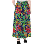 Colorful Aloha Pineapple Pattern Print Chiffon Maxi Skirt