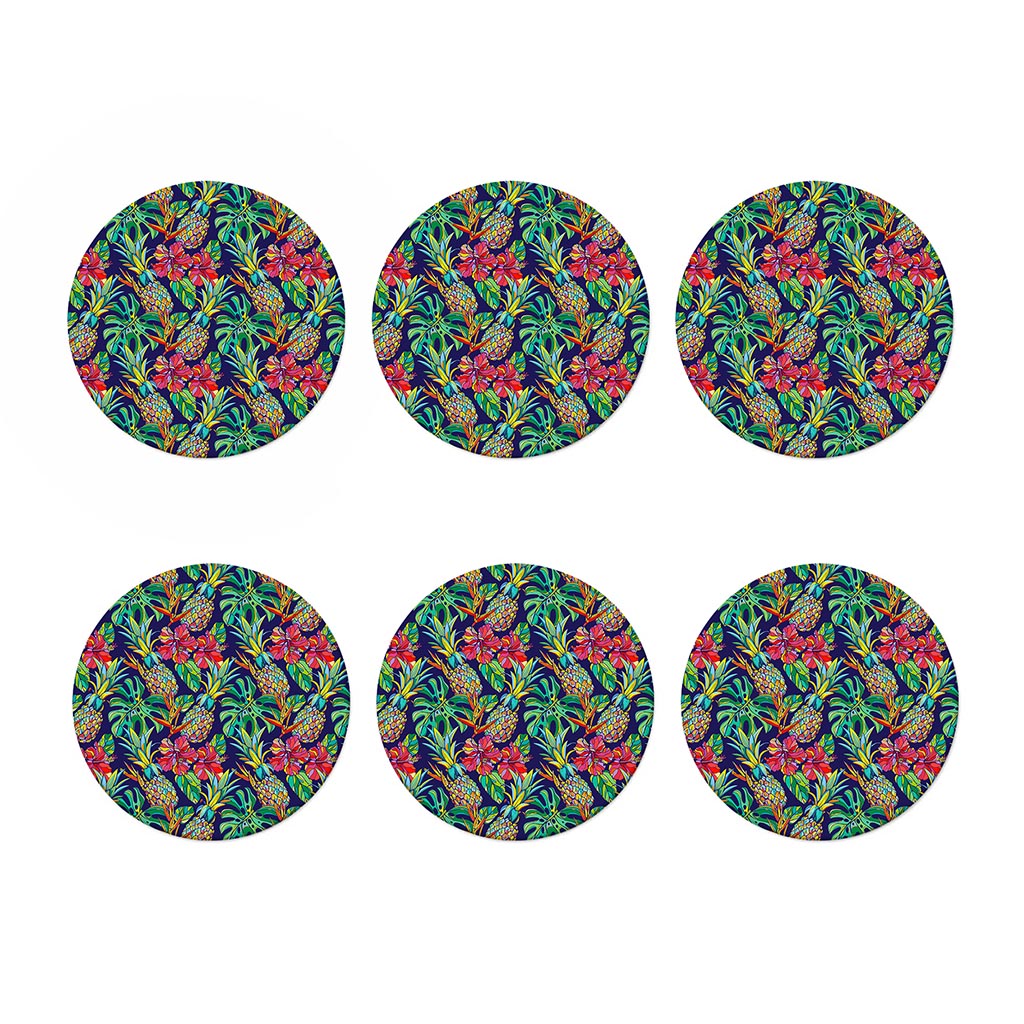 Colorful Aloha Pineapple Pattern Print Coaster Set