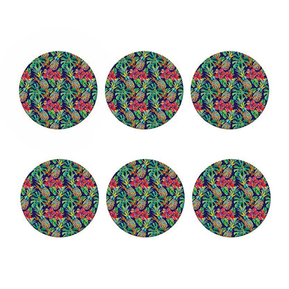 Colorful Aloha Pineapple Pattern Print Coaster Set