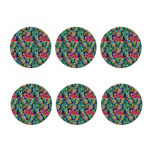 Colorful Aloha Pineapple Pattern Print Coaster Set