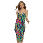 Colorful Aloha Pineapple Pattern Print Cross Back Cami Dress