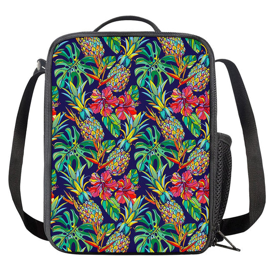 Colorful Aloha Pineapple Pattern Print Crossbody Lunch Bag