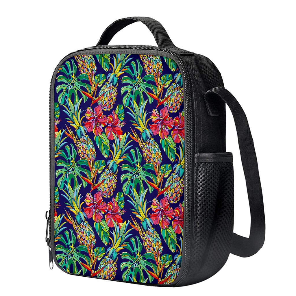 Colorful Aloha Pineapple Pattern Print Crossbody Lunch Bag