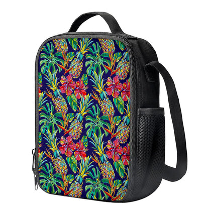 Colorful Aloha Pineapple Pattern Print Crossbody Lunch Bag