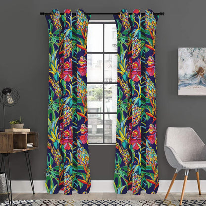 Colorful Aloha Pineapple Pattern Print Curtain