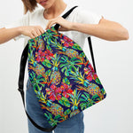 Colorful Aloha Pineapple Pattern Print Drawstring Backpack