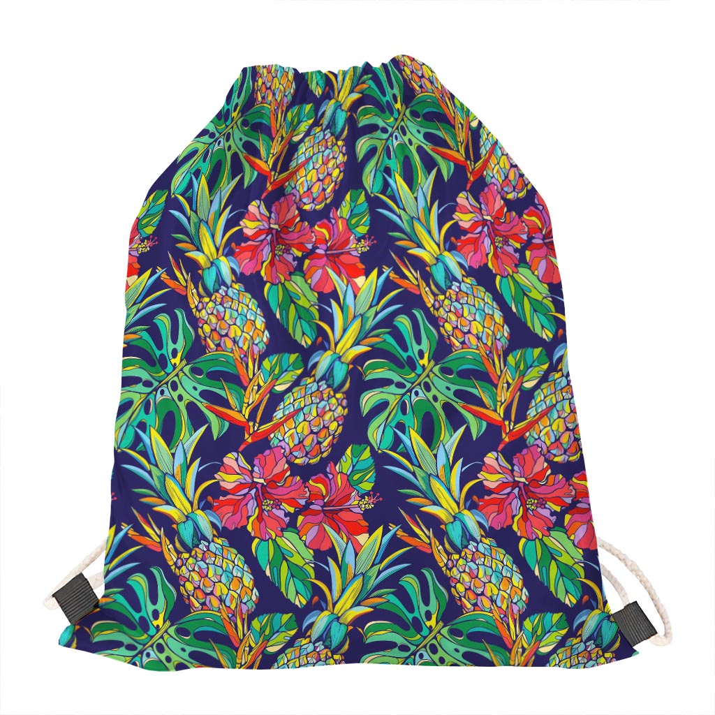 Colorful Aloha Pineapple Pattern Print Drawstring Bag