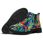 Colorful Aloha Pineapple Pattern Print Flat Ankle Boots