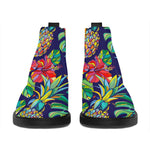 Colorful Aloha Pineapple Pattern Print Flat Ankle Boots