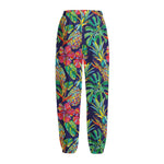 Colorful Aloha Pineapple Pattern Print Fleece Lined Knit Pants