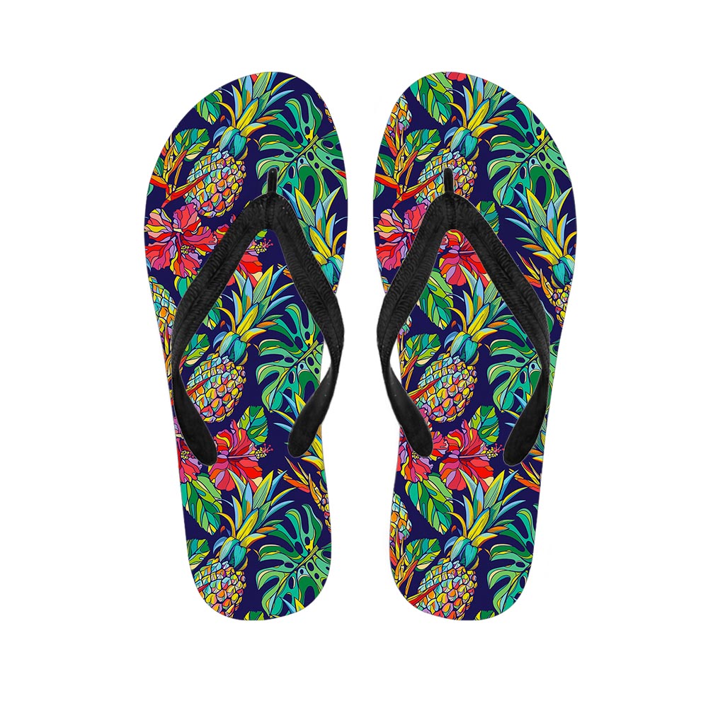 Colorful Aloha Pineapple Pattern Print Flip Flops