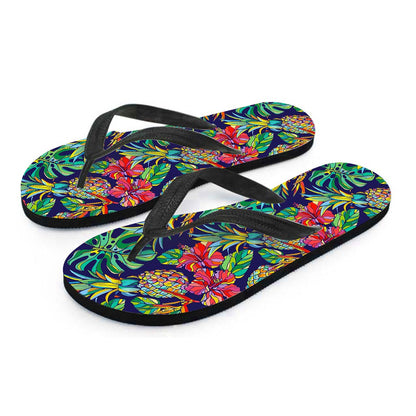 Colorful Aloha Pineapple Pattern Print Flip Flops