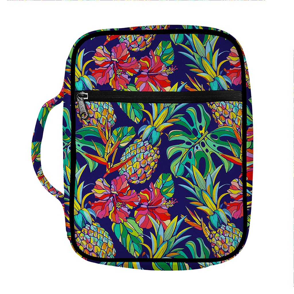 Colorful Aloha Pineapple Pattern Print Front Pocket Bible Bag