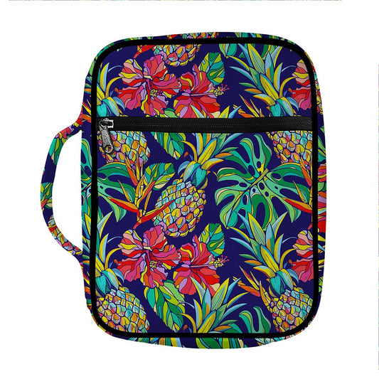 Colorful Aloha Pineapple Pattern Print Front Pocket Bible Bag